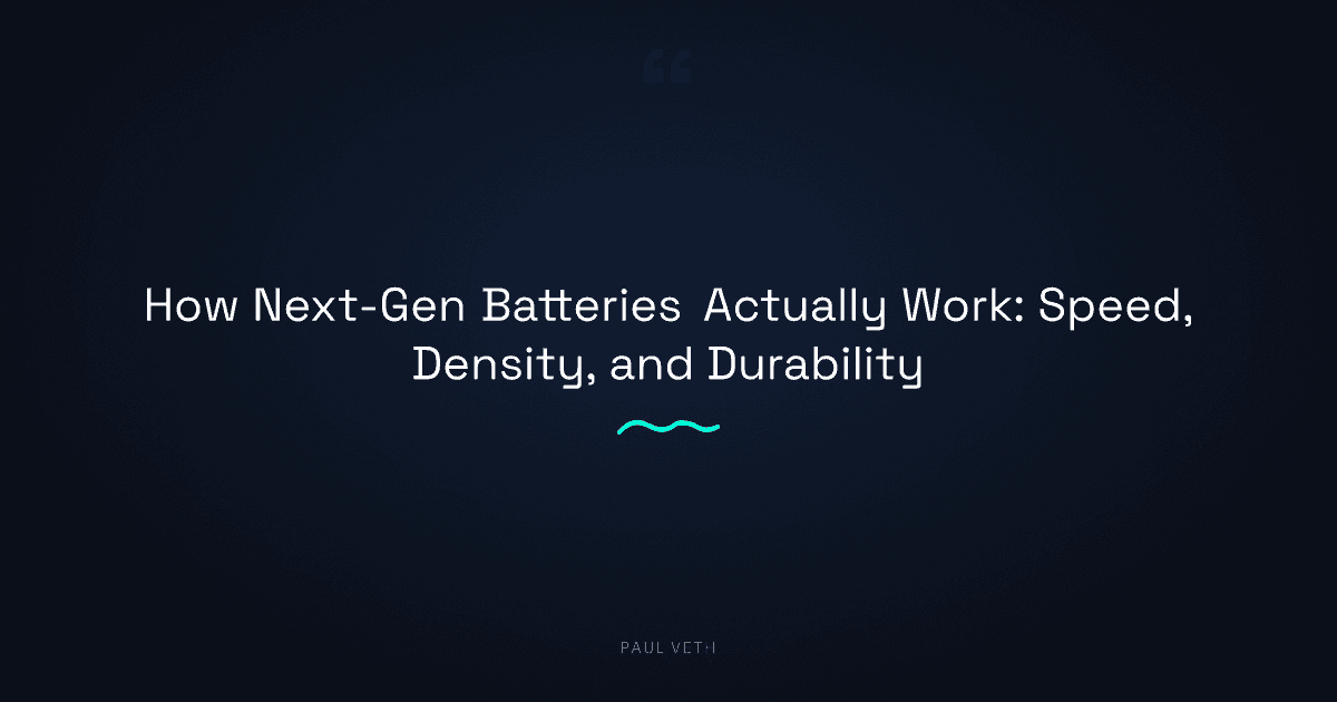 How Next-Gen Batteries Actually Work: Speed, Density, and Durability